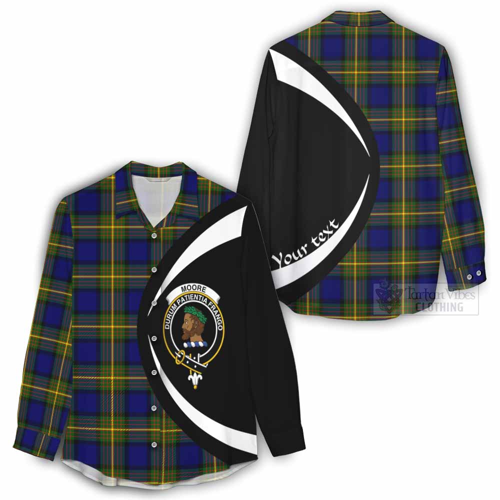 Moore Tartan Women's Casual Shirt with Family Crest Circle Style - Tartan Vibes Clothing