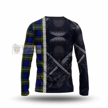 Moore Tartan Long Sleeve T-Shirt with Family Crest Cross Sword Thistle Celtic Vibes - Tartan Vibes Clothing
