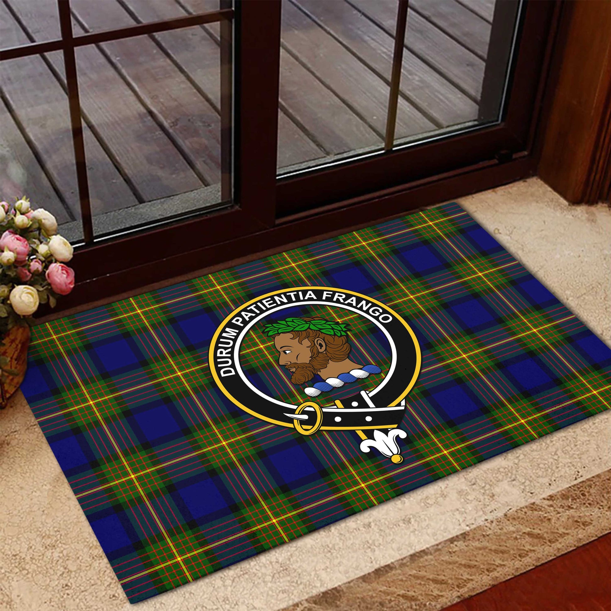 Moore Tartan Rubber Doormat with Family Crest - Tartan Vibes Clothing