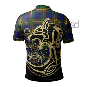 Moore Tartan Polo Shirt with Family Crest Celtic Wolf Style - Tartan Vibes Clothing