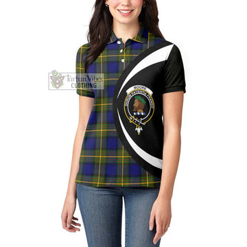 Moore Tartan Women's Polo Shirt with Family Crest Circle Style - Tartan Vibes Clothing