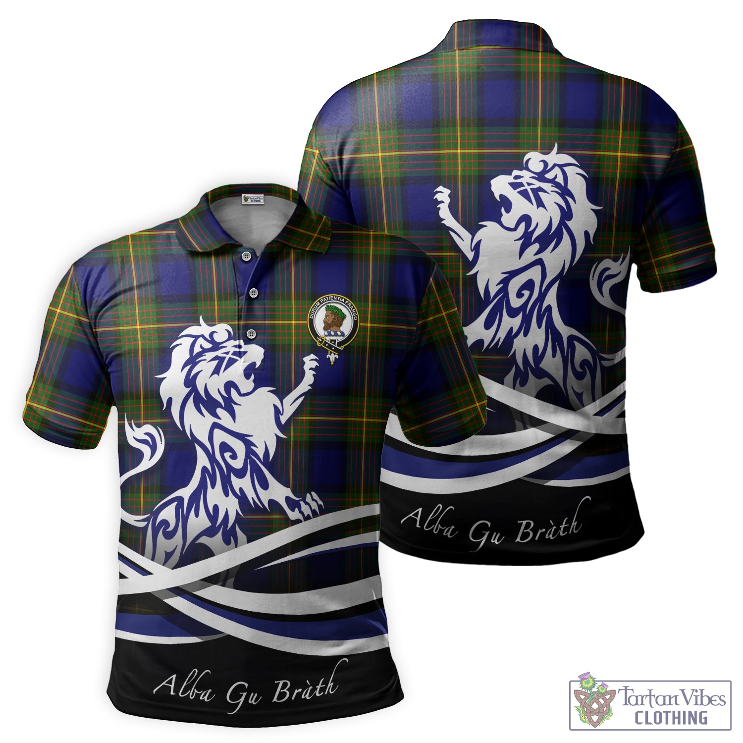 Moore Tartan Polo Shirt with Alba Gu Brath Regal Lion Emblem - Tartan Vibes Clothing