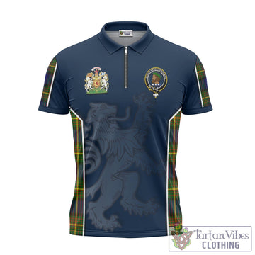 Moore Tartan Zipper Polo Shirt with Family Crest and Lion Rampant Vibes Sport Style - Tartan Vibes Clothing