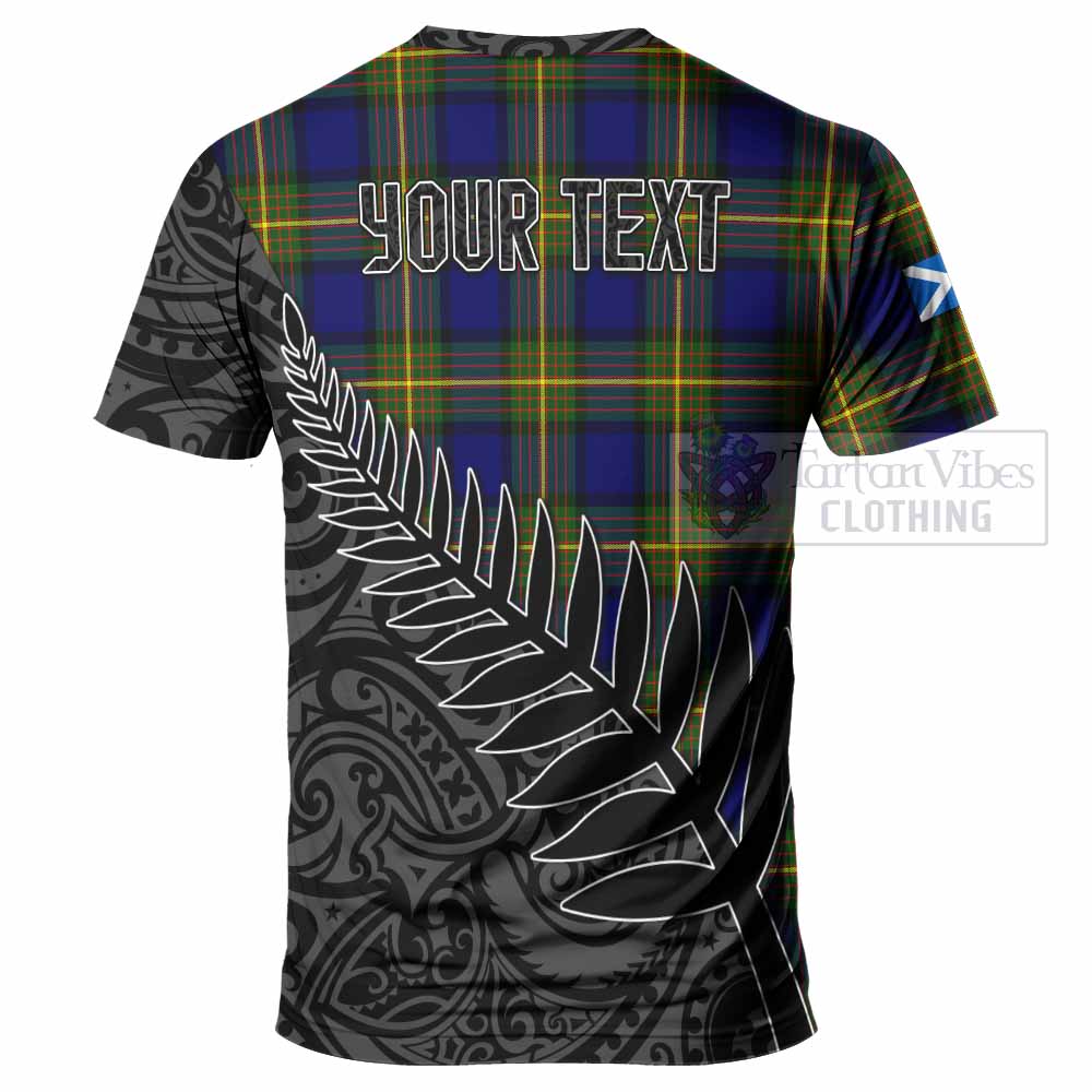 Moore Crest Tartan T-Shirt with New Zealand Silver Fern Half Style - Tartan Vibes Clothing
