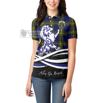 Moore Tartan Women's Polo Shirt with Alba Gu Brath Regal Lion Emblem - Tartan Vibes Clothing