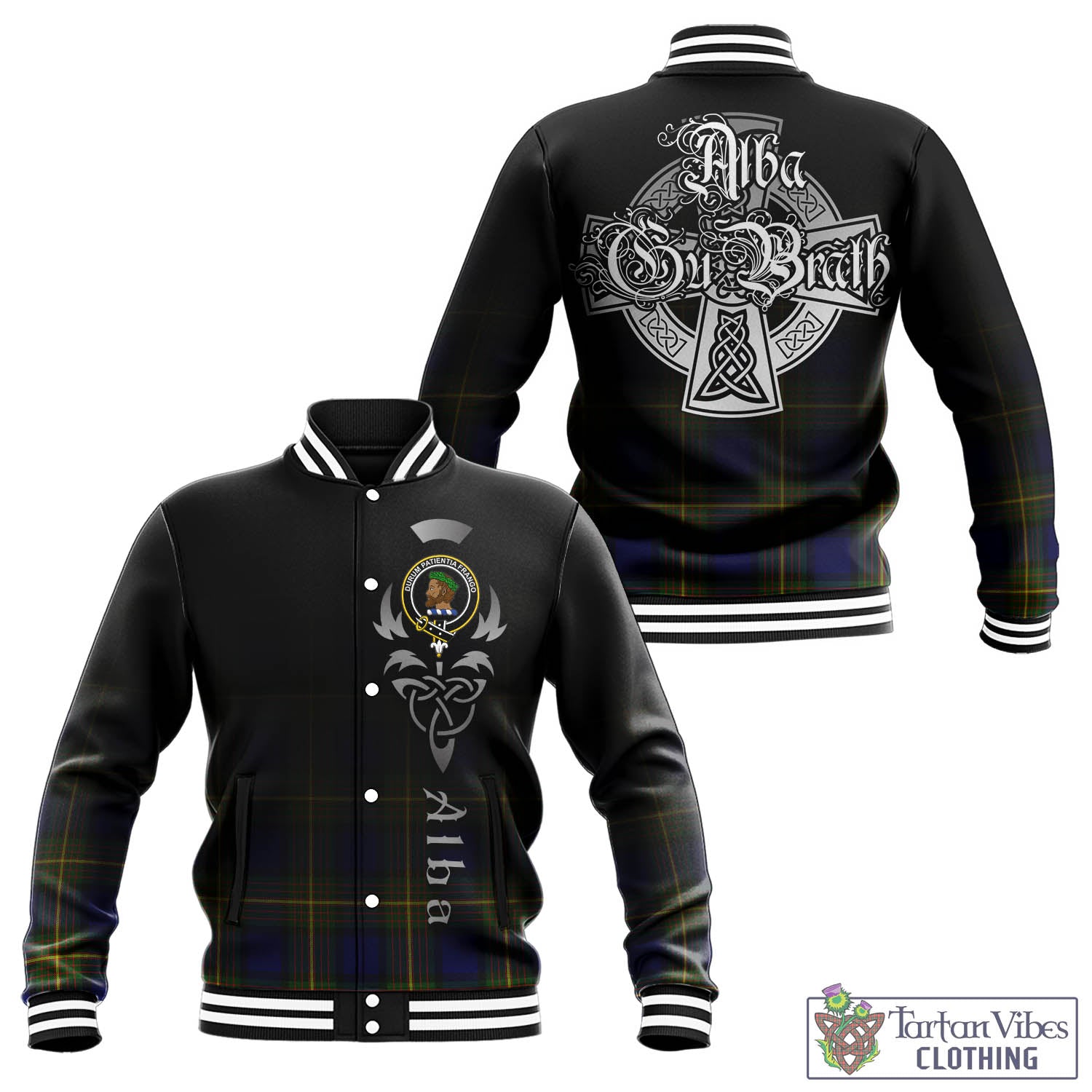 Moore Tartan Baseball Jacket Featuring Alba Gu Brath Family Crest Celtic Inspired - Tartan Vibes Clothing