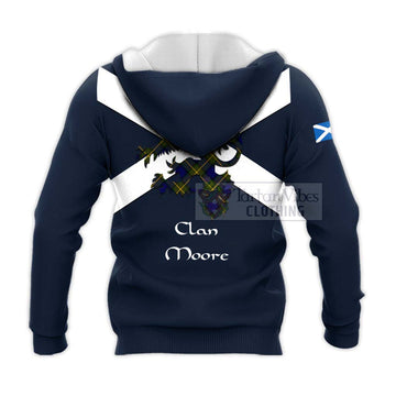 Moore Tartan Lion Rampant Knitted Hoodie Proudly Display Your Heritage with Alba Gu Brath and Clan Name - Tartan Vibes Clothing