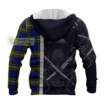Moore Tartan Knitted Hoodie with Family Crest Cross Sword Thistle Celtic Vibes - Tartan Vibes Clothing