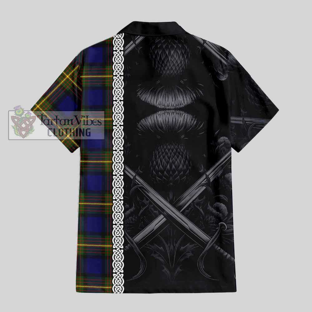 Moore Tartan Hawaiian Shirt with Family Crest Cross Sword Thistle Celtic Vibes - Tartan Vibes Clothing