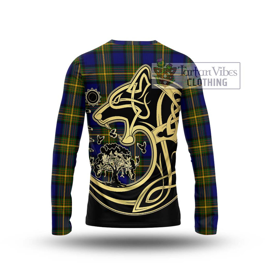 Moore Tartan Long Sleeve T-Shirt with Family Crest Celtic Wolf Style - Tartan Vibes Clothing