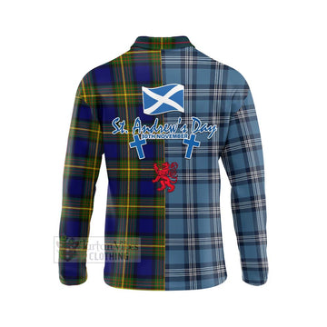 Moore Tartan Long Sleeve Polo Shirt Happy St. Andrew's Day Half Tartan Style - Tartan Vibes Clothing