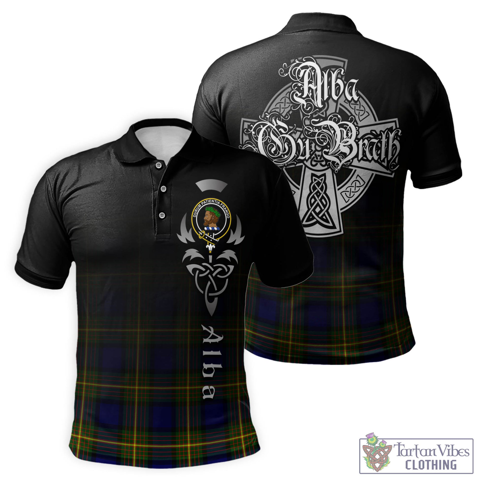 Moore Tartan Polo Shirt Featuring Alba Gu Brath Family Crest Celtic Inspired - Tartan Vibes Clothing