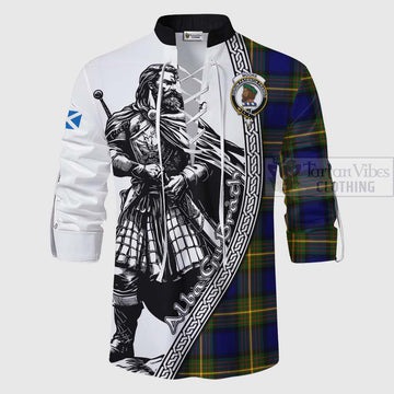 Moore Tartan Clan Crest Ghillie Kilt Shirt with Highlander Warrior Celtic Style - Tartan Vibes Clothing