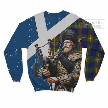 Moore Tartan Sweatshirt with Family Crest Scottish Bagpiper Vibes - Tartan Vibes Clothing