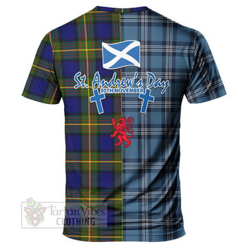 Moore Tartan T-Shirt Happy St. Andrew's Day Half Tartan Style - Tartan Vibes Clothing