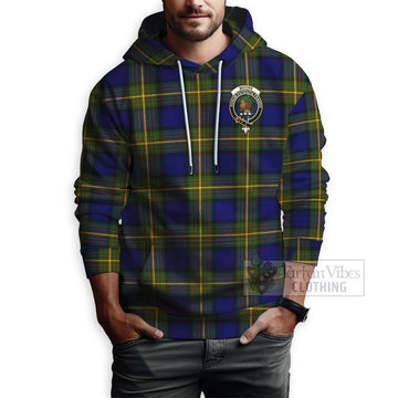 Moore Tartan Hoodie with Family Crest and Bearded Skull Holding Bottles of Whiskey - Tartan Vibes Clothing
