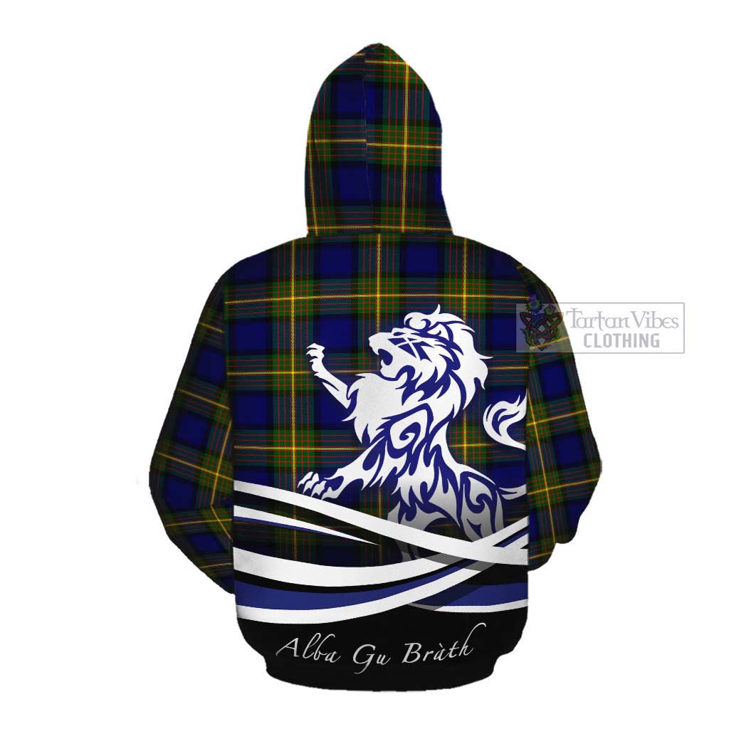 Moore Tartan Cotton Hoodie with Alba Gu Brath Regal Lion Emblem Pullover Hoodie - Tartan Vibes Clothing