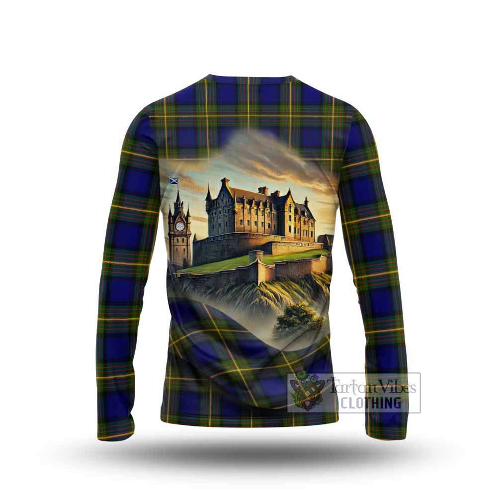 Moore Tartan Family Crest Long Sleeve T-Shirt with Scottish Ancient Castle Style - Tartan Vibes Clothing