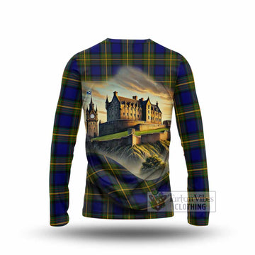 Moore Tartan Family Crest Long Sleeve T-Shirt with Scottish Ancient Castle Style - Tartan Vibes Clothing