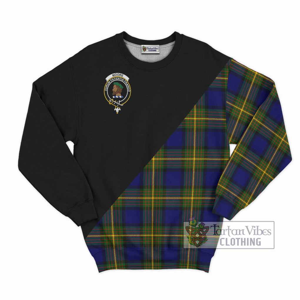 Moore Tartan Sweatshirt with Family Crest and Military Logo Style - Tartan Vibes Clothing