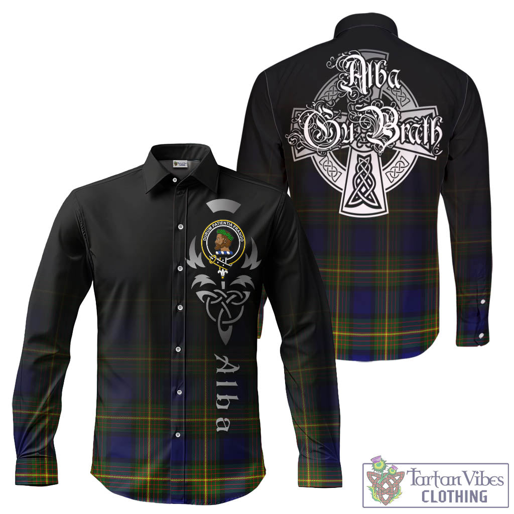 Moore Tartan Long Sleeve Button Up Featuring Alba Gu Brath Family Crest Celtic Inspired - Tartan Vibes Clothing