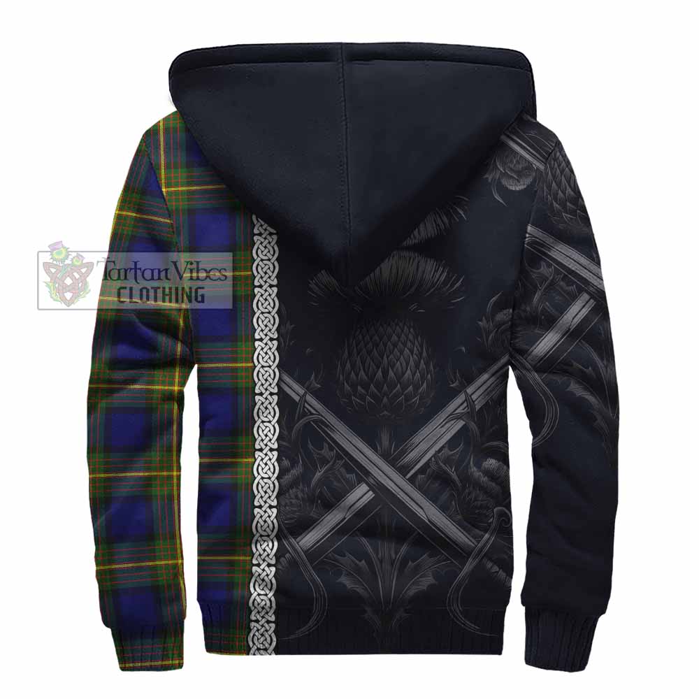 Moore Tartan Sherpa Hoodie with Family Crest Cross Sword Thistle Celtic Vibes - Tartan Vibes Clothing