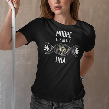 Moore Family Crest DNA In Me Womens Cotton T Shirt - 2D-tartanvibesclothing