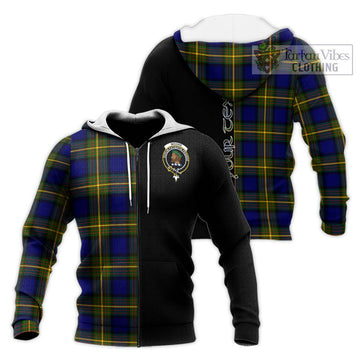 Moore Tartan Knitted Hoodie with Family Crest and Half Of Me Style Unisex Knitted Zip Hoodie - Tartan Vibes Clothing