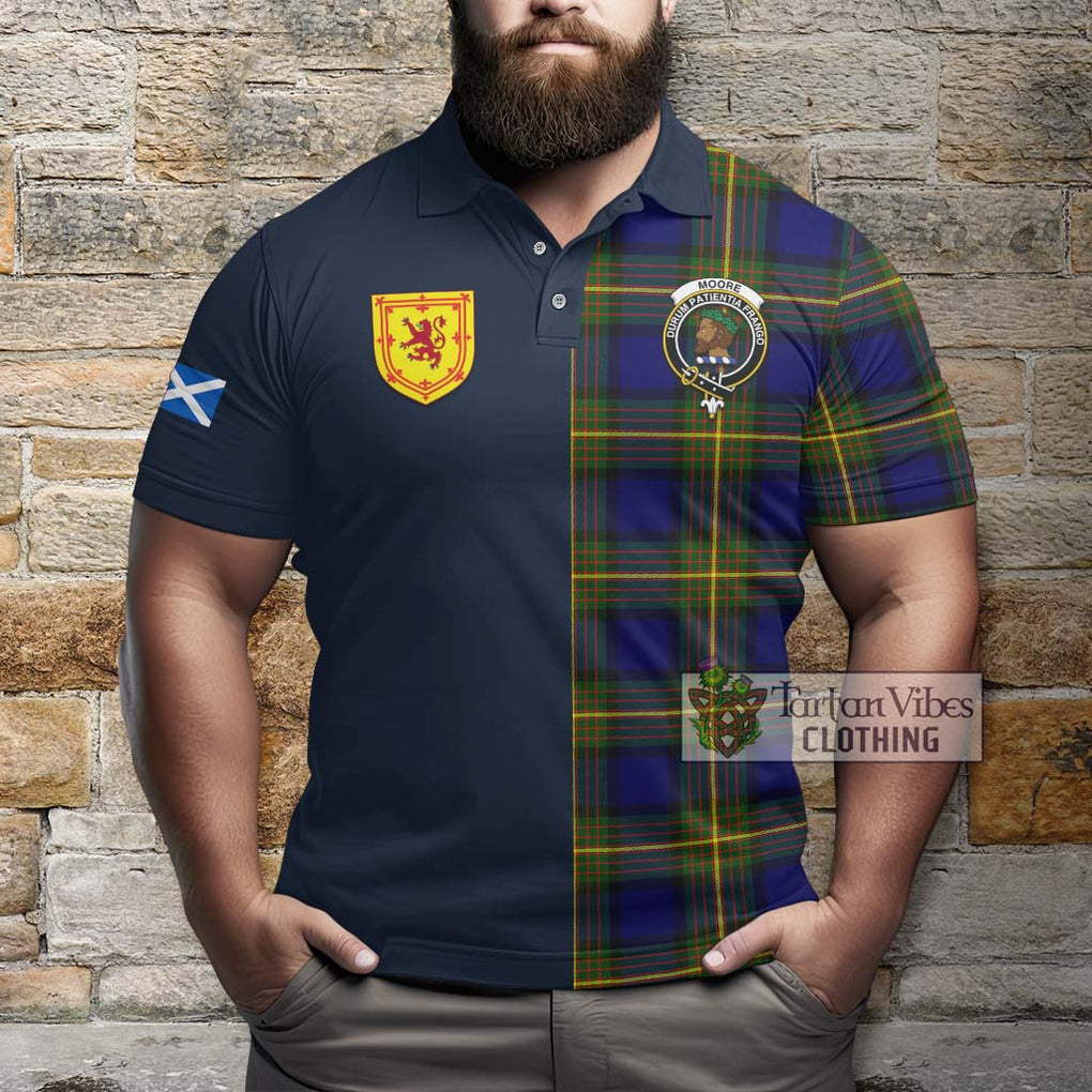Moore Tartan Polo Shirt Alba with Scottish Lion Royal Arm Half Style - Tartan Vibes Clothing