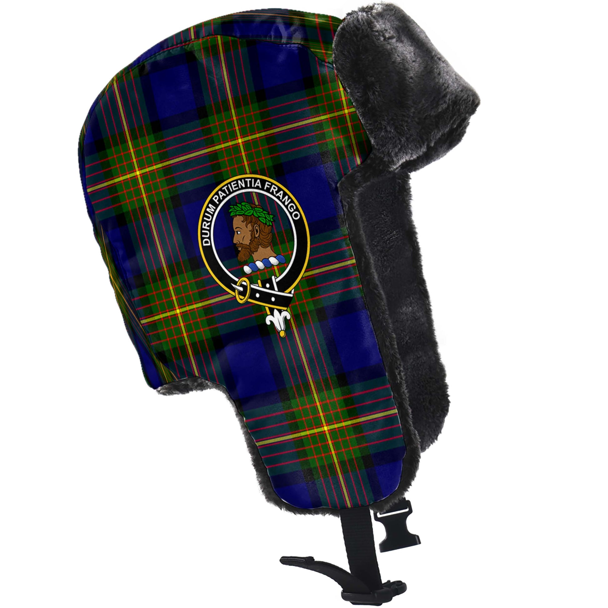 Moore Tartan Winter Trapper Hat with Family Crest - Tartan Vibes Clothing
