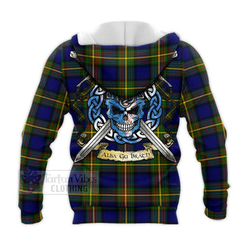 Moore Tartan Knitted Hoodie with Family Crest Celtic Skull Style - Tartan Vibes Clothing