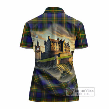 Moore Tartan Family Crest Women's Polo Shirt with Scottish Ancient Castle Style - Tartan Vibes Clothing