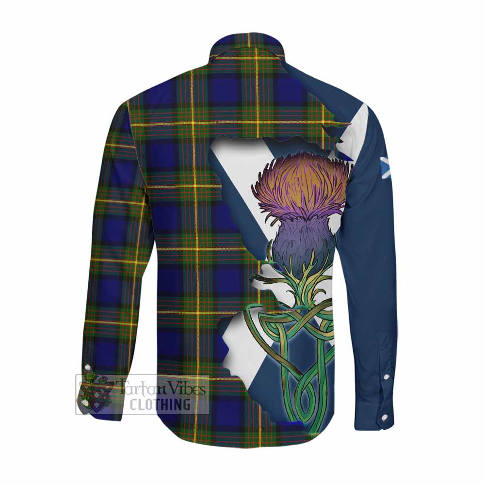 Moore Tartan Family Crest Long Sleeve Button Shirt Scottish Thistle Celtic Inspired Men's Shirt - Tartan Vibes Clothing