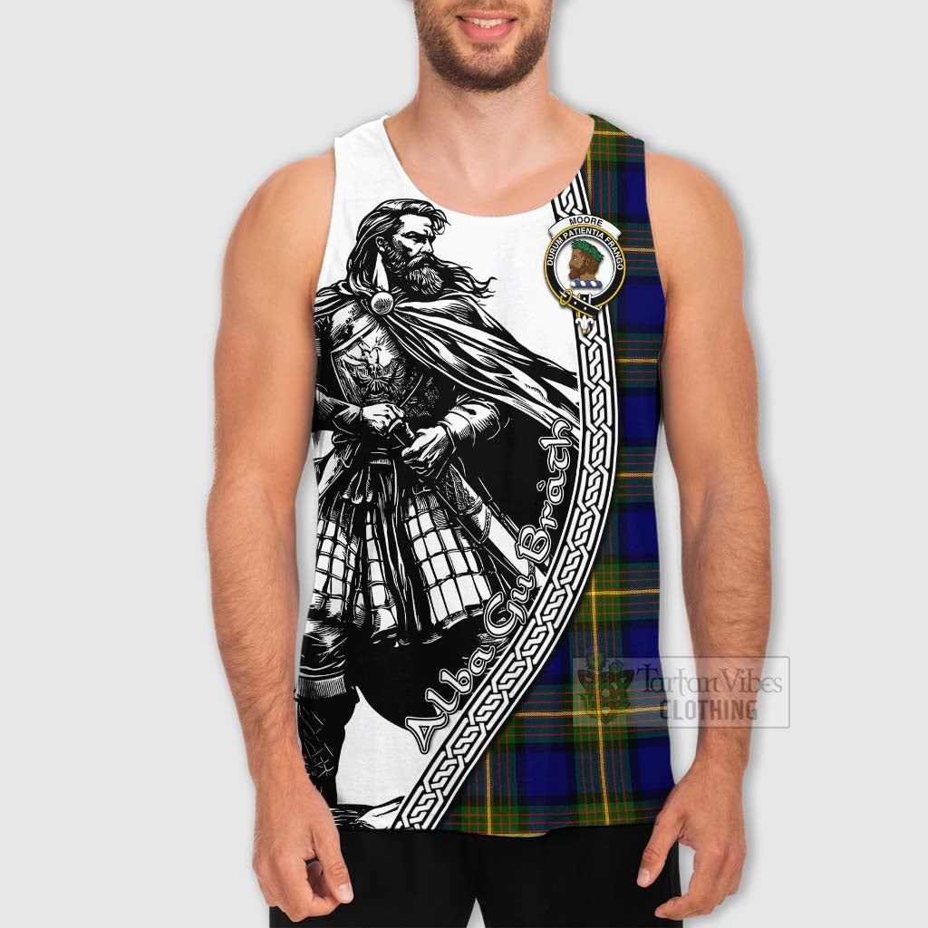 Moore Tartan Clan Crest Men's Tank Top with Highlander Warrior Celtic Style - Tartan Vibes Clothing