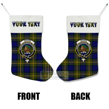 Moore Tartan Family Crest Christmas Stocking with Personalized Text - Tartan Vibes Clothing