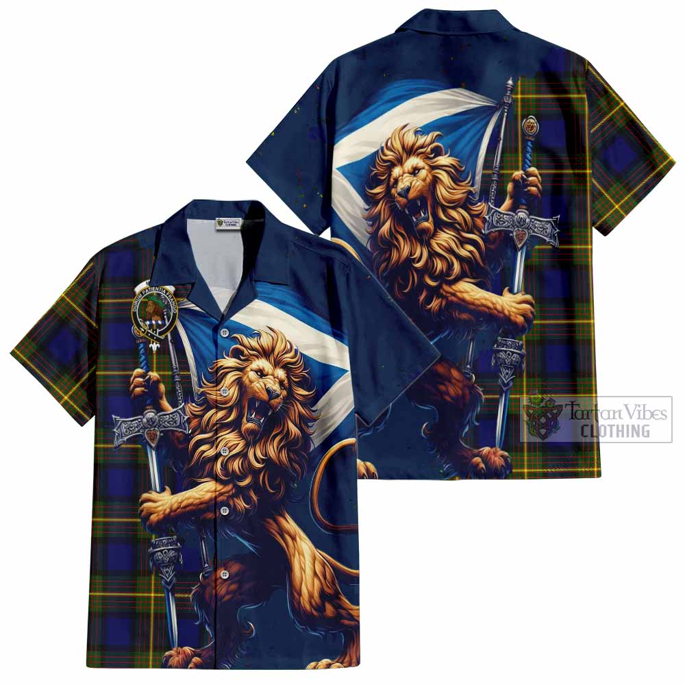 Moore Tartan Family Crest Hawaiian Shirt with Scottish Majestic Lion - Tartan Vibes Clothing