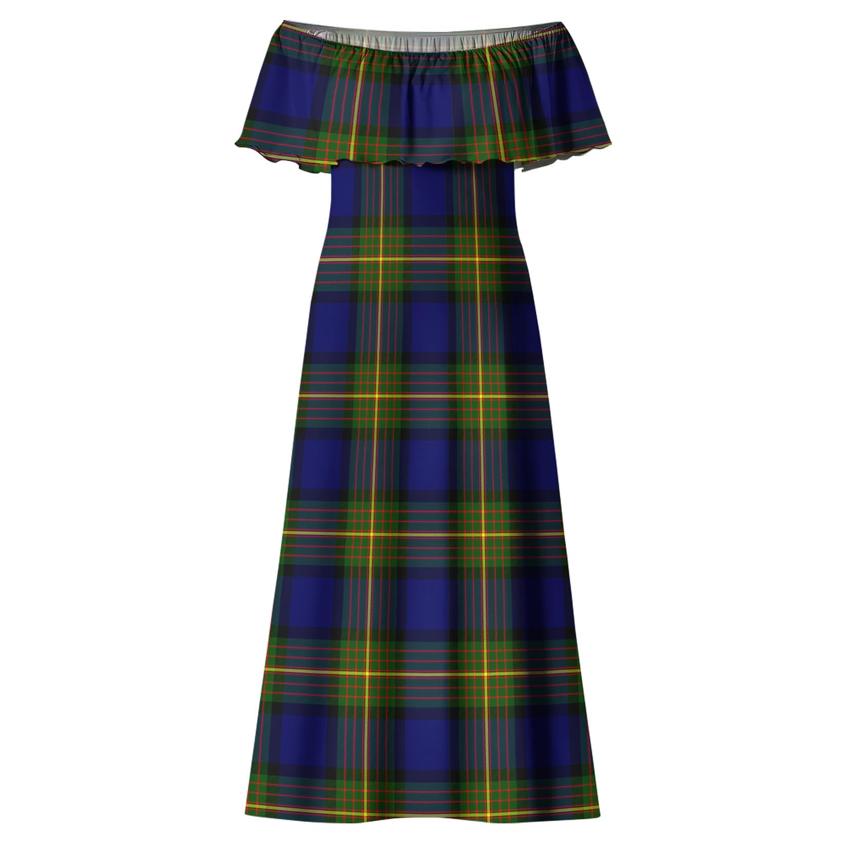 Moore Tartan Off Shoulder Long Dress - Tartan Vibes Clothing