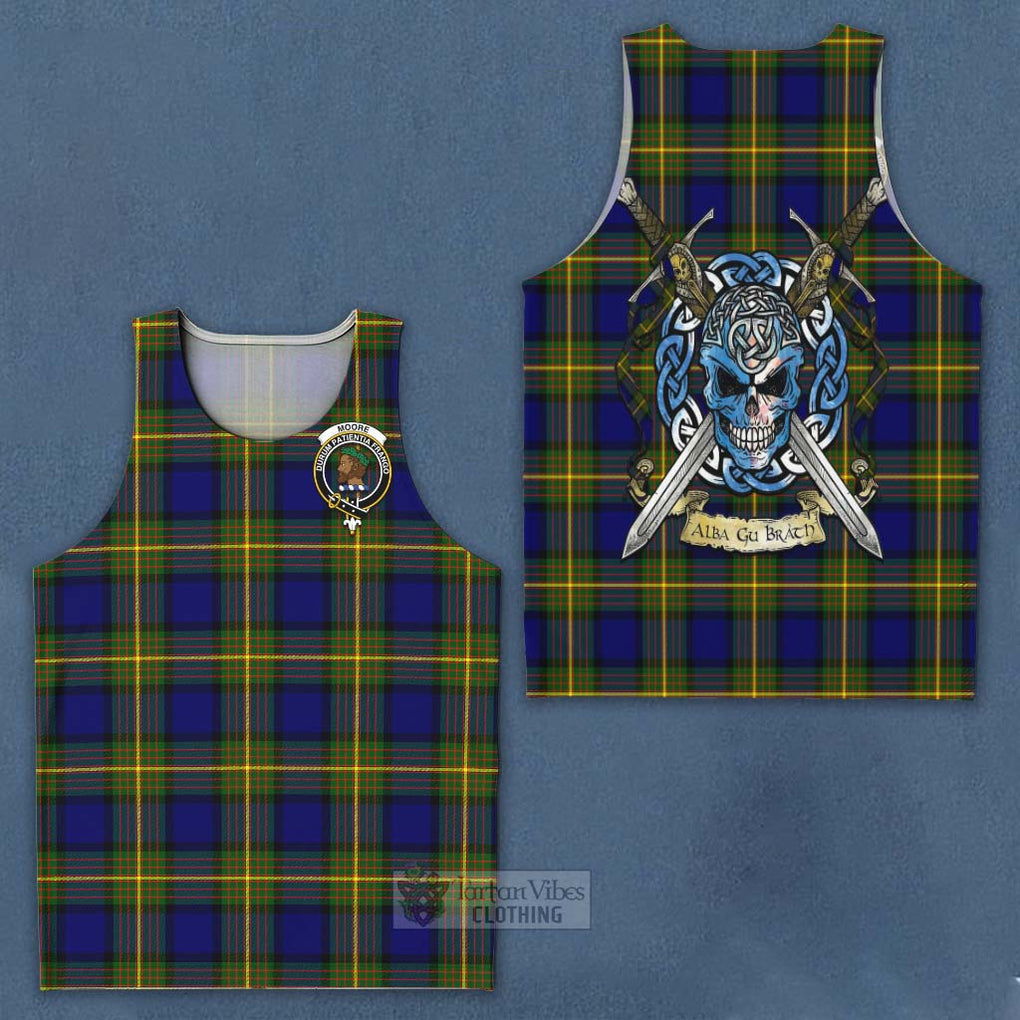 Moore Tartan Men's Tank Top with Family Crest Celtic Skull Style - Tartan Vibes Clothing