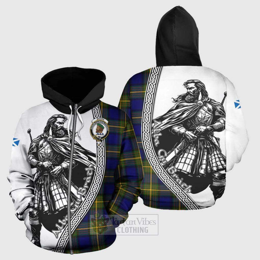 Moore Tartan Clan Crest Hoodie with Highlander Warrior Celtic Style - Tartan Vibes Clothing
