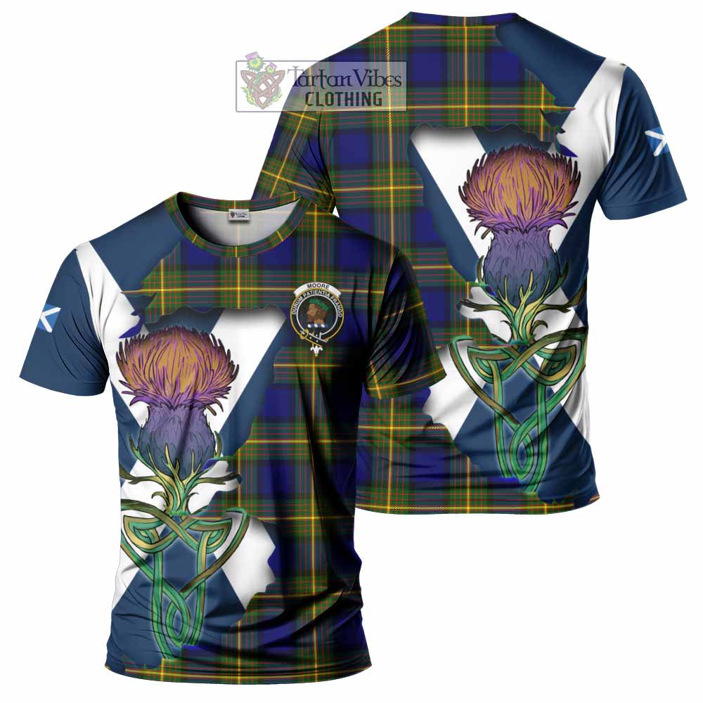 Moore Tartan Family Crest T-Shirt Scottish Thistle Celtic Inspired - Tartan Vibes Clothing