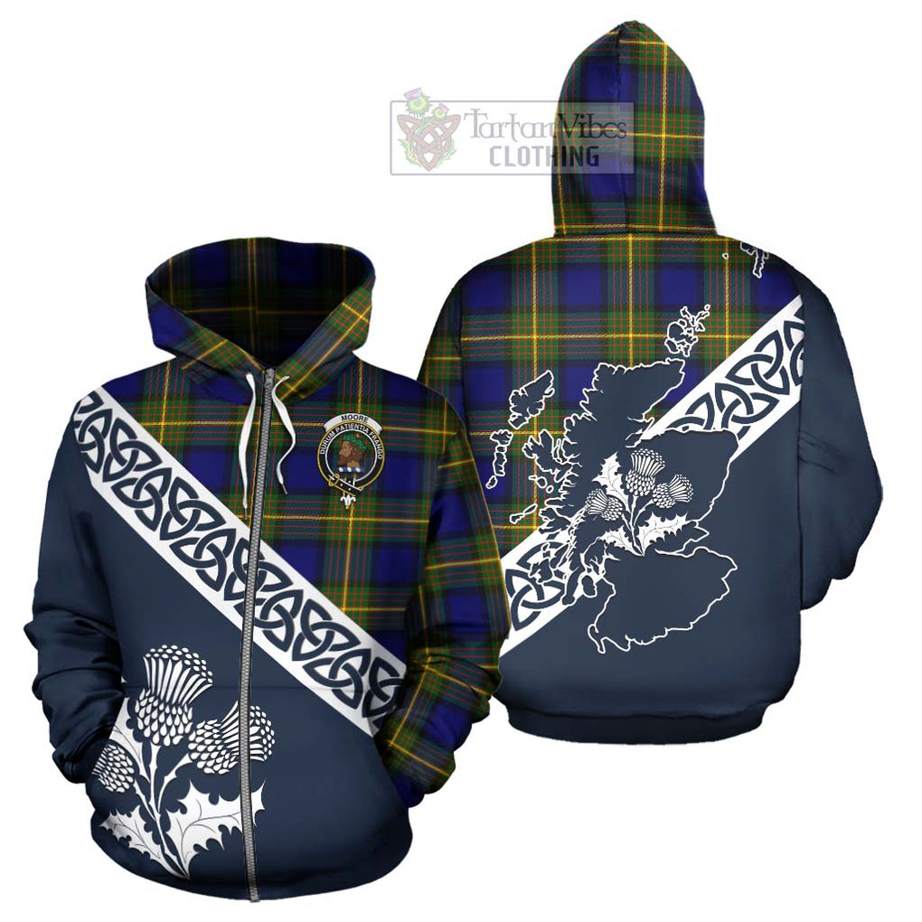 Moore Tartan Hoodie Featuring Thistle and Scotland Map - Tartan Vibes Clothing