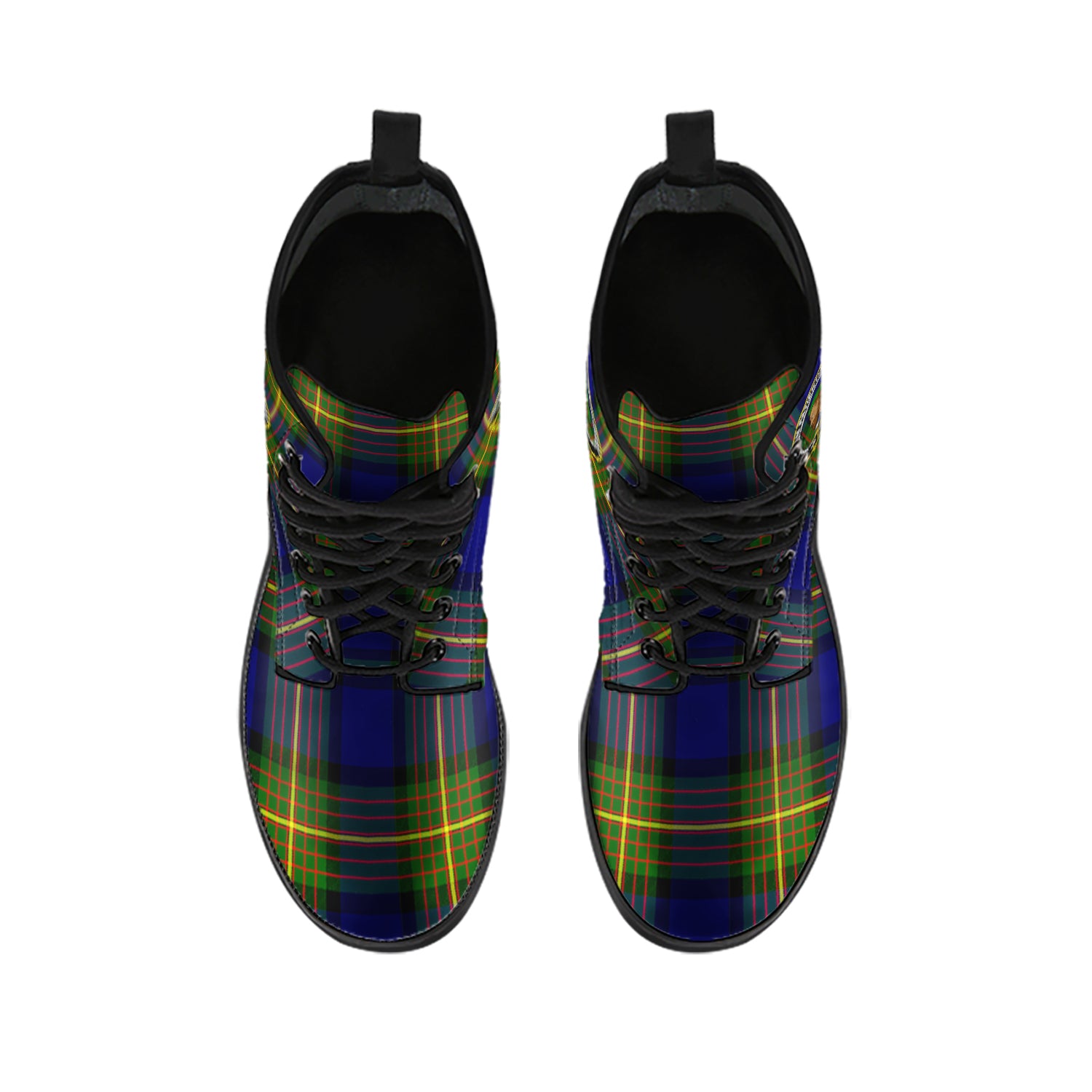Moore Tartan Leather Boots with Family Crest - Tartan Vibes Clothing