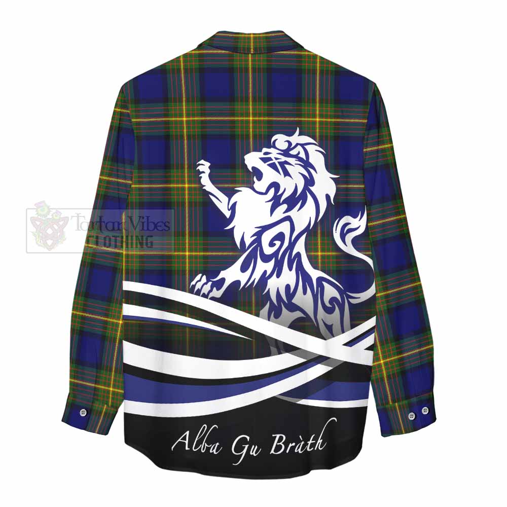 Moore Tartan Women's Casual Shirt with Alba Gu Brath Regal Lion Emblem - Tartan Vibes Clothing
