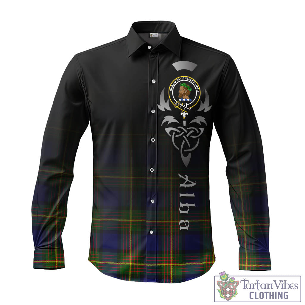 Moore Tartan Long Sleeve Button Up Featuring Alba Gu Brath Family Crest Celtic Inspired - Tartan Vibes Clothing