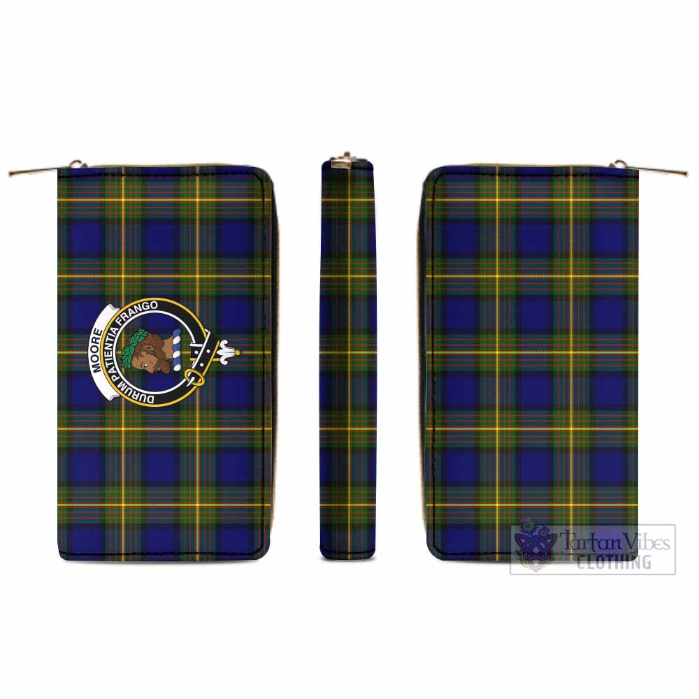 Moore Tartan Women's Leather Wallet with Family Crest - Tartan Vibes Clothing