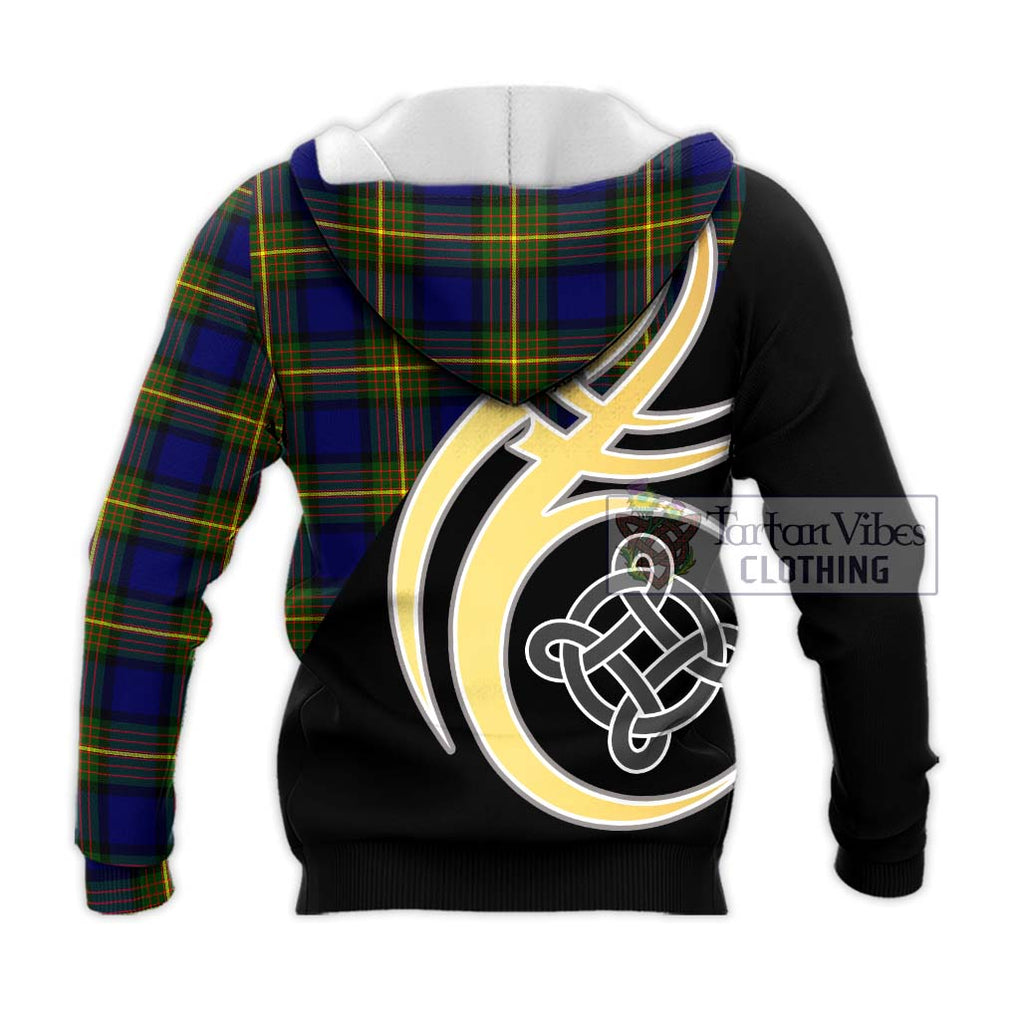 Moore Tartan Knitted Hoodie with Family Crest and Celtic Symbol Style - Tartan Vibes Clothing