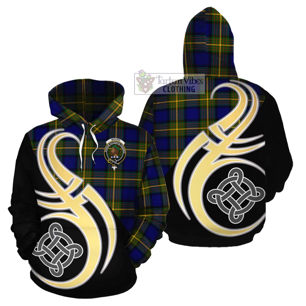Moore Tartan Cotton Hoodie with Family Crest and Celtic Symbol Style Zip Hoodie - Tartan Vibes Clothing