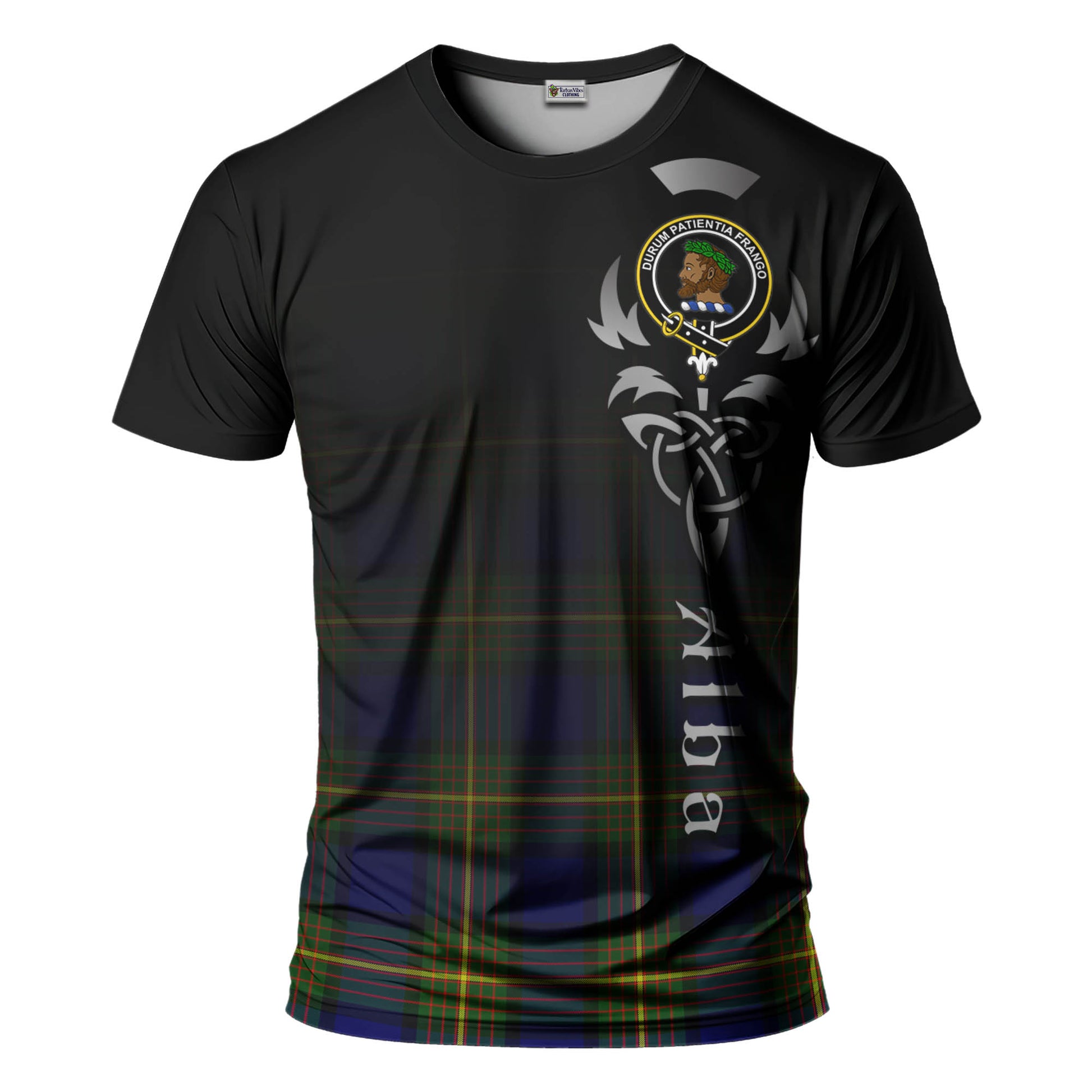 Tartan Vibes Clothing Moore Tartan T-Shirt Featuring Alba Gu Brath Family Crest Celtic Inspired