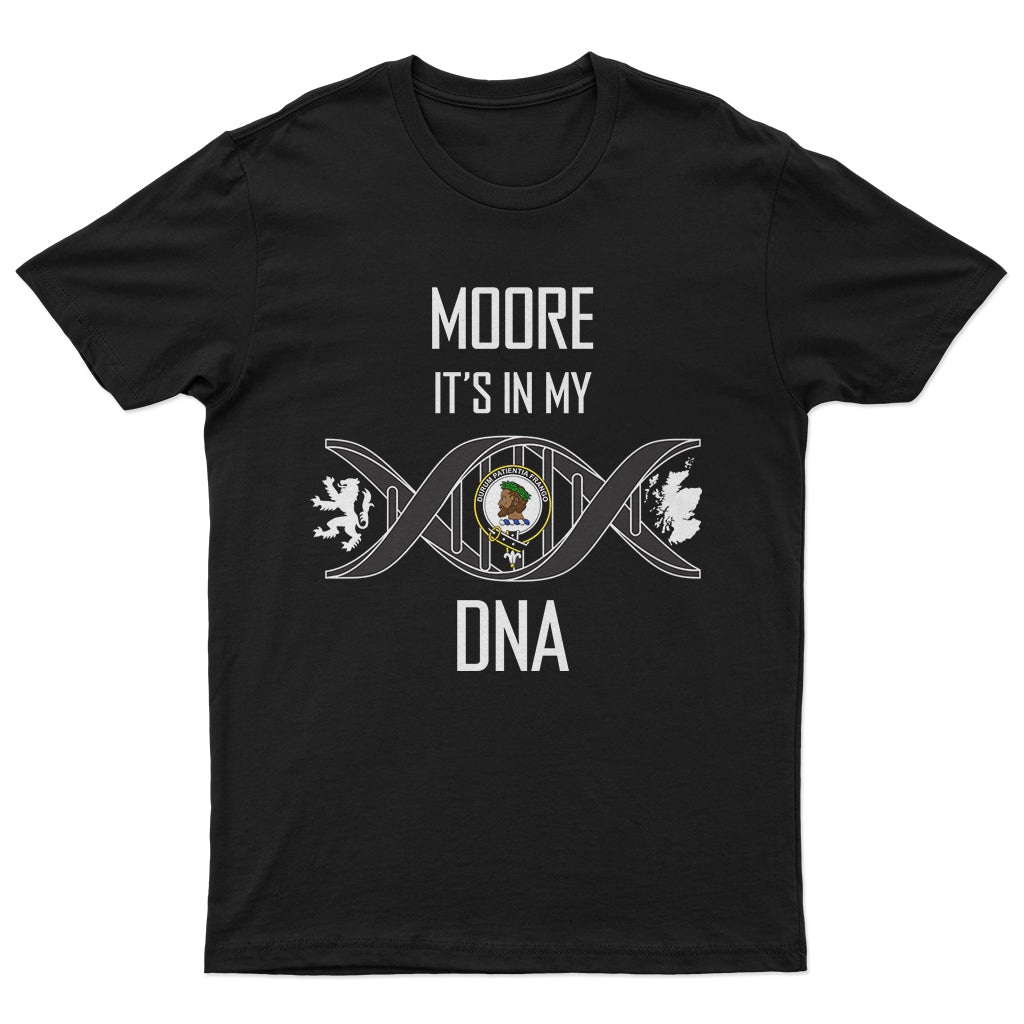 Moore Family Crest DNA In Me Mens Cotton T Shirt - 2D-tartanvibesclothing