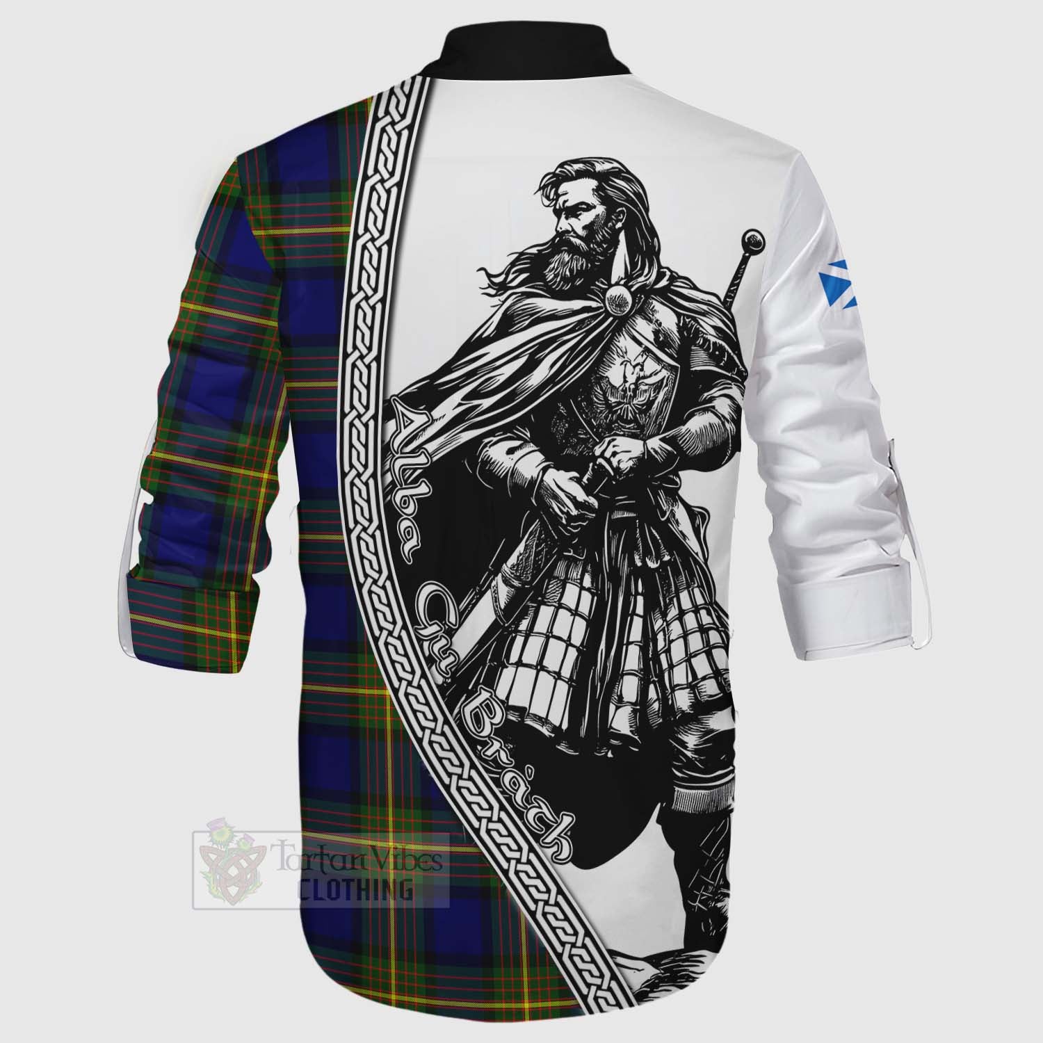 Moore Tartan Clan Crest Ghillie Kilt Shirt with Highlander Warrior Celtic Style - Tartan Vibes Clothing
